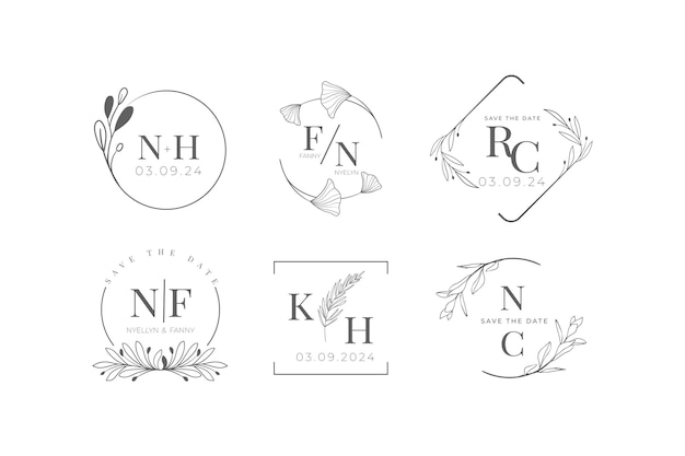 Linear flat wedding monograms collection