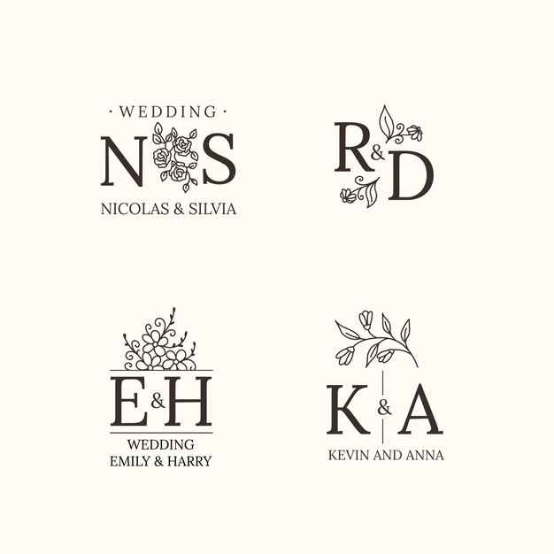 Linear flat wedding monograms