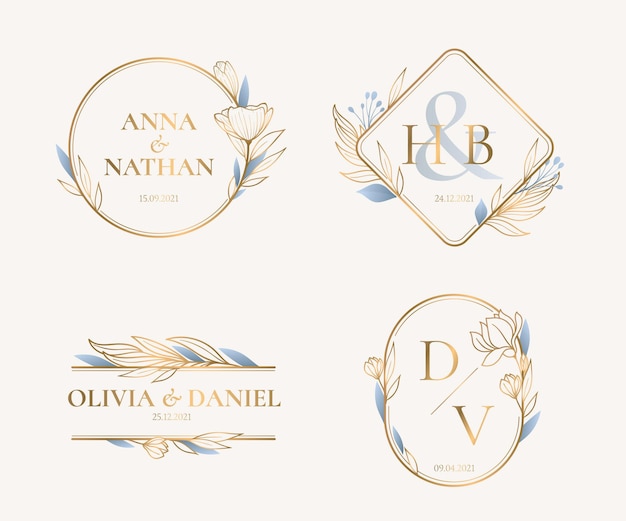 Free Vector  Golden wedding stickers in vintage design