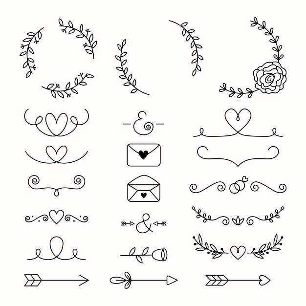 Linear flat wedding ornaments collection