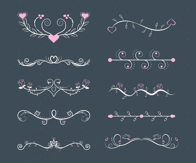 Linear flat wedding ornaments set