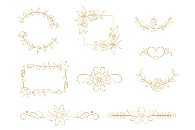 Бесплатное векторное изображение Линейные плоские свадебные украшения
