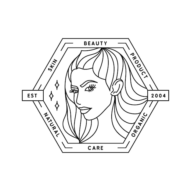 Linear flat woman logo template