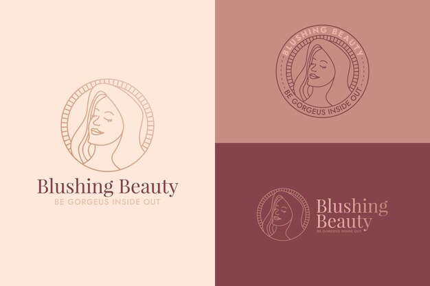 Linear flat woman logo template