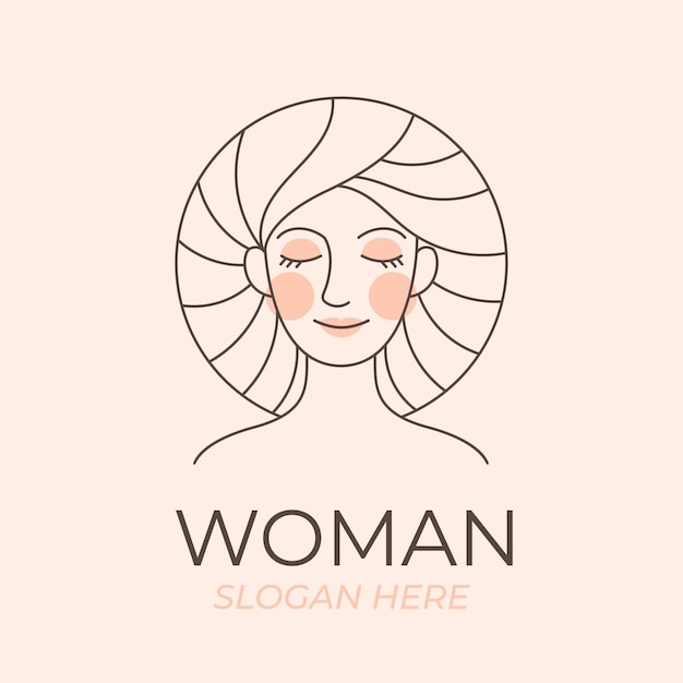 Free vector linear flat woman logo template