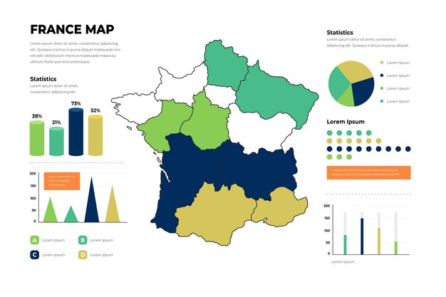 Linear france map infographic