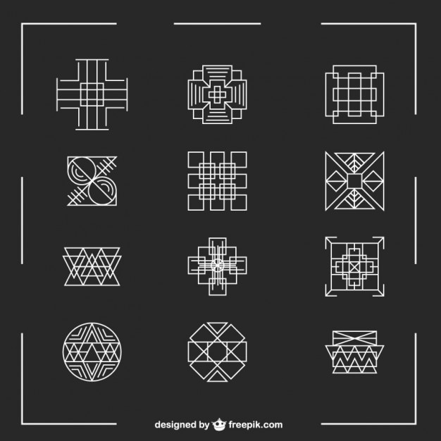 Free vector linear geometric symbols set