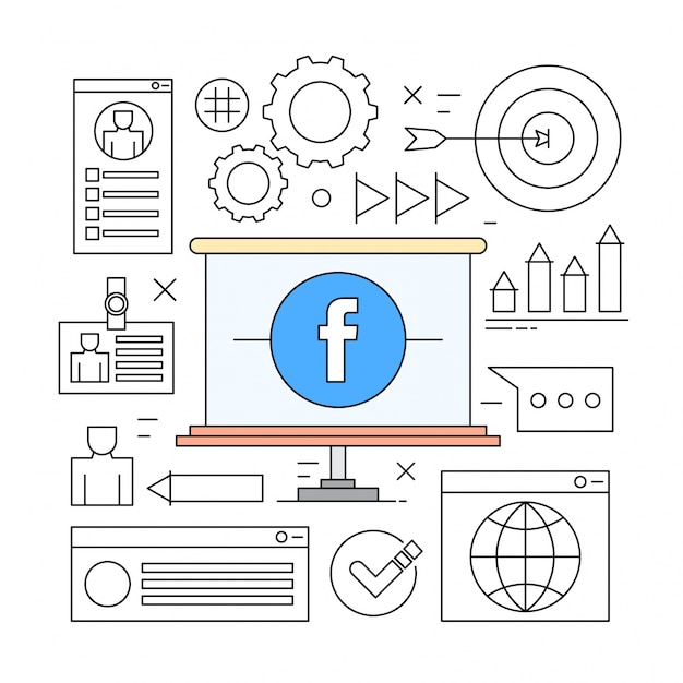 Linear icons for business and social networks