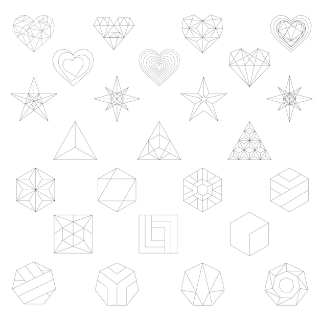 Free vector linear illustration of geometric shapes