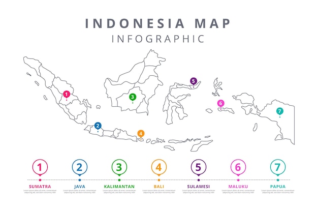 Линейная графика карты Индонезии