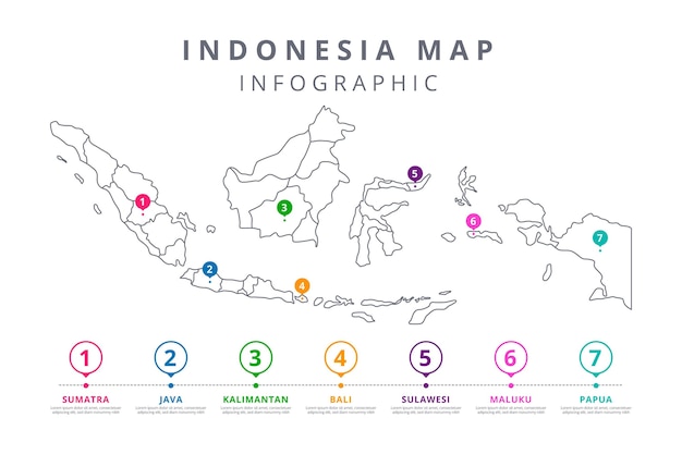 線形インドネシア地図グラフィックス