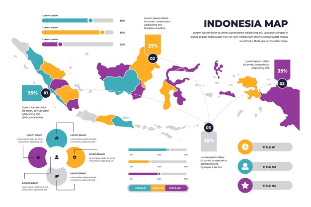 Линейная карта индонезии инфографики