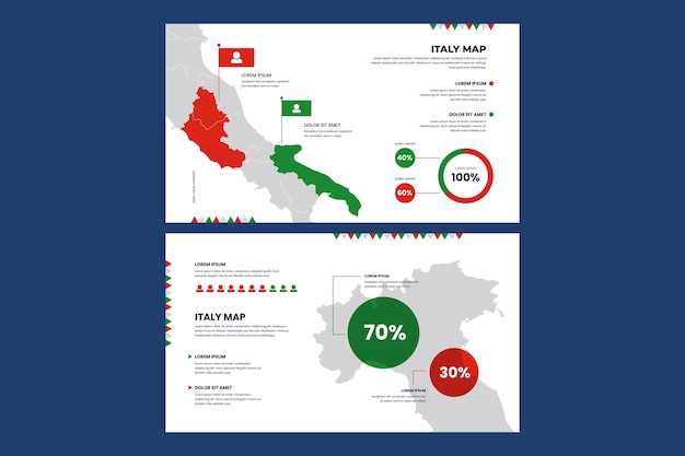 Linear infographic map of italy