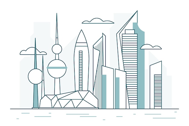 Linear kuwait skyline illustration