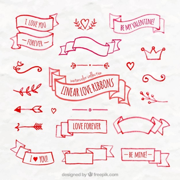 Free Vector linear love ribbon collection
