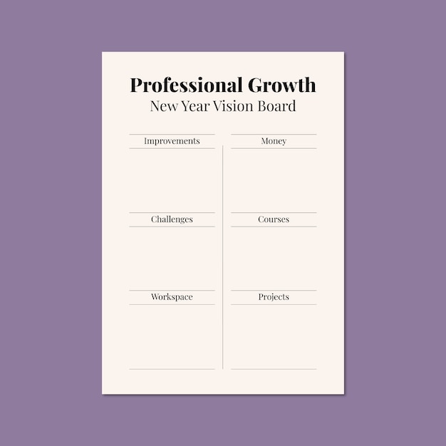 Free vector linear minimalist career and professional growth new year vision board