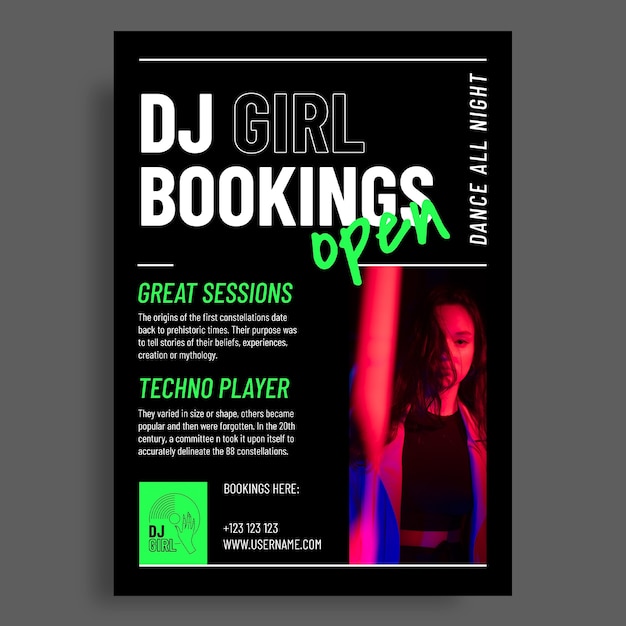 Linear modern girly dj flyer template