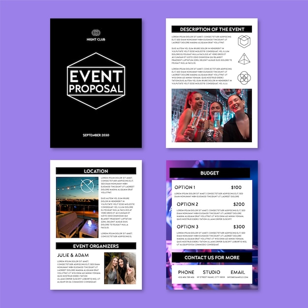 Free vector linear modern night club event proposal