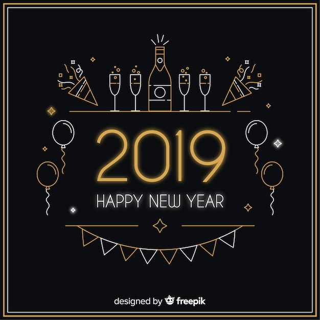 Free vector linear new year background