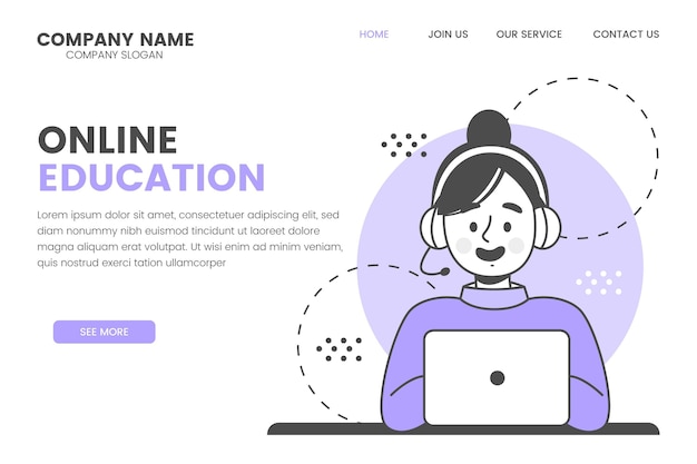 Linear online learning landing page template