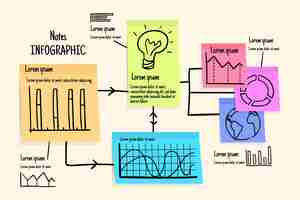 Free vector linear post-its board infogrpahics