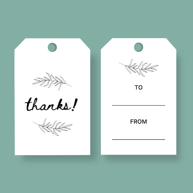 Linear simple thanks black and white gift tag template