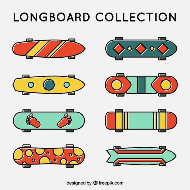 Free vector linear skateboards with abstract design