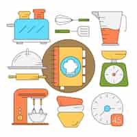 Free vector linear style kitchen tools