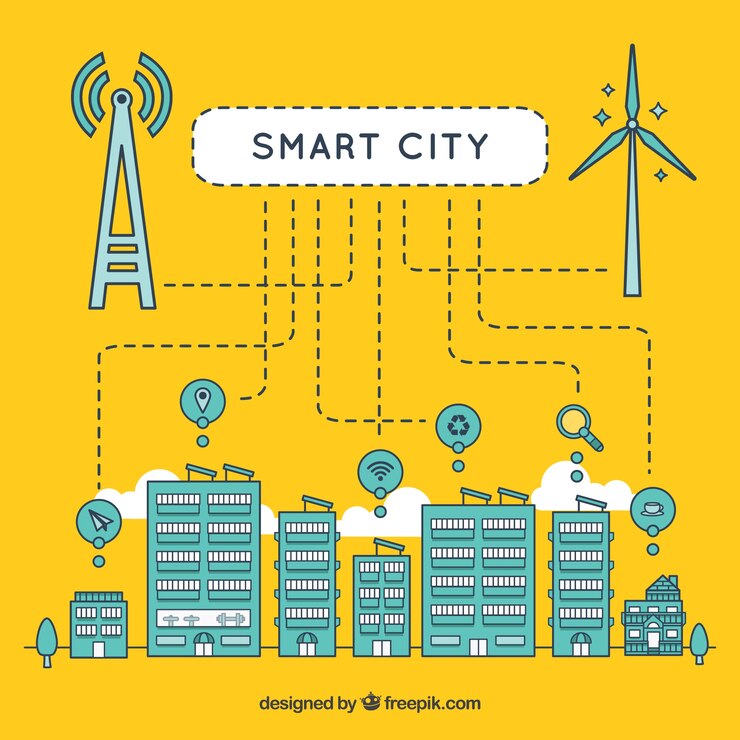 Free Vector linear technological city background