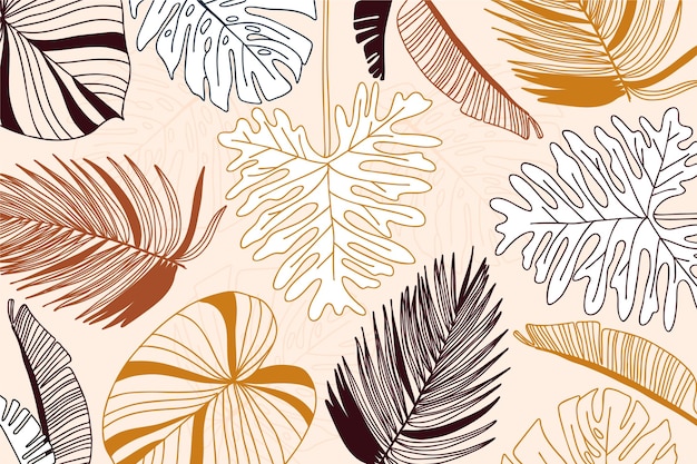 Linear tropical leaves background concept