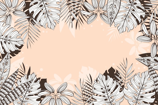 Free vector linear tropical leaves background with pastel colors