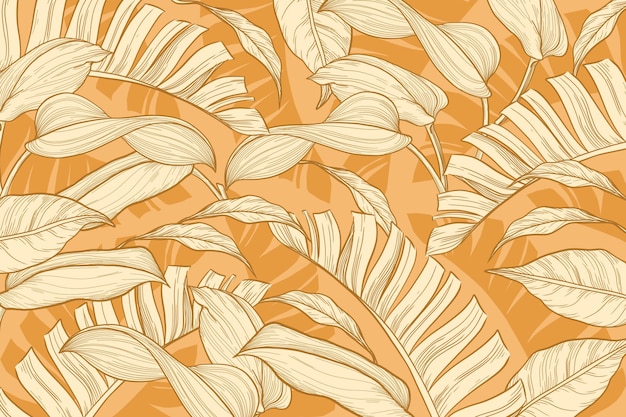 Linear tropical leaves background