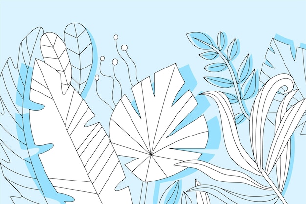 Бесплатное векторное изображение Концепция линейных тропических листьев