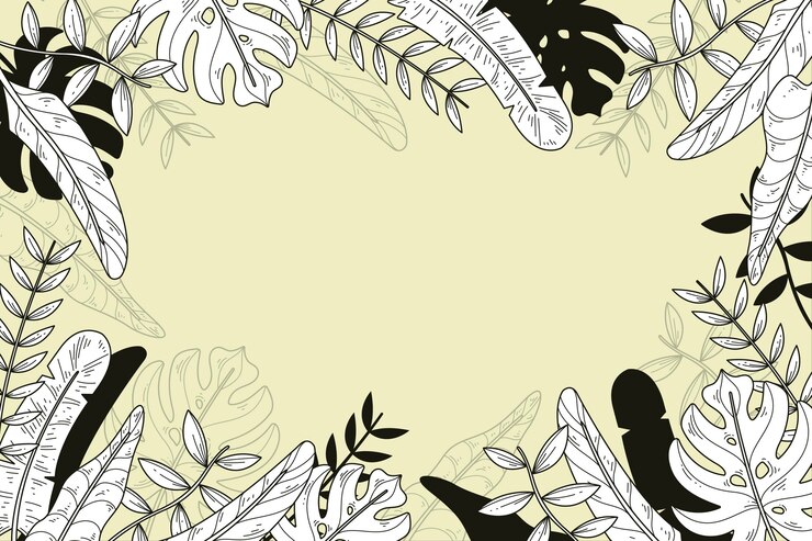 Free Vector linear tropical leaves with pastel color background