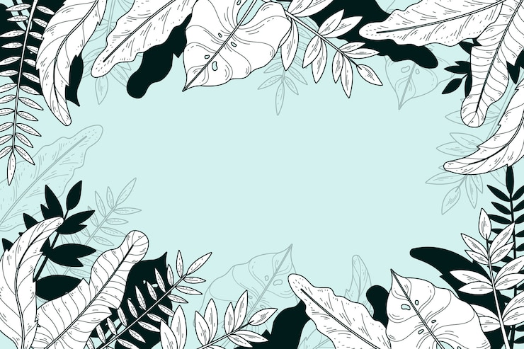 Free Vector linear tropical leaves with pastel color background