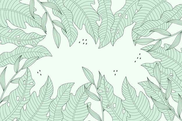 Free vector linear tropical leaves with pastel color background