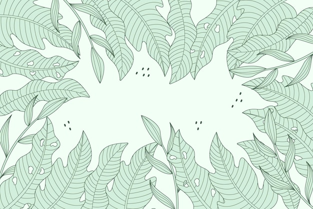 Linear tropical leaves with pastel color background