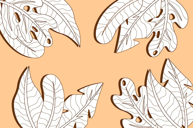 Free Vector linear tropical leaves with pastel color background