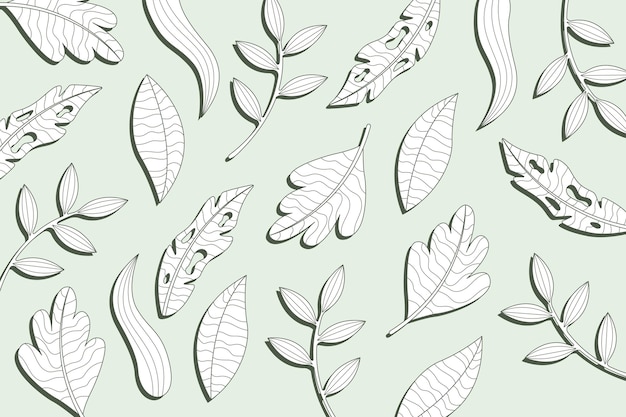 Free vector linear tropical leaves with pastel color background