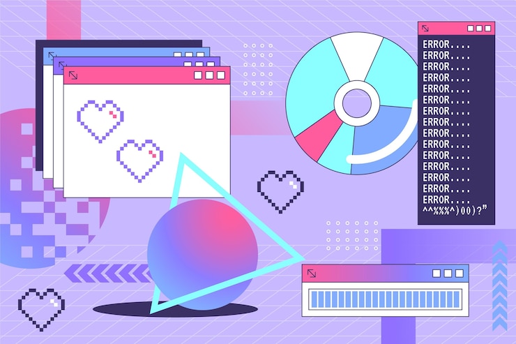 Free Vector linear vintage vaporwave background