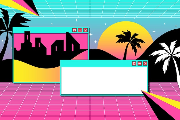 Vettore gratuito sfondo lineare vaporwave vintage