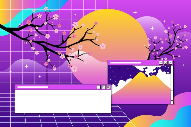 Free vector linear vintage vaporwave background