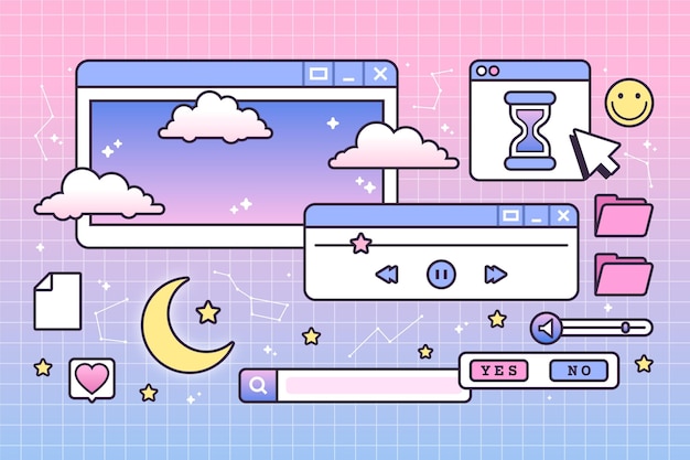 Free Vector linear vintage vaporwave background