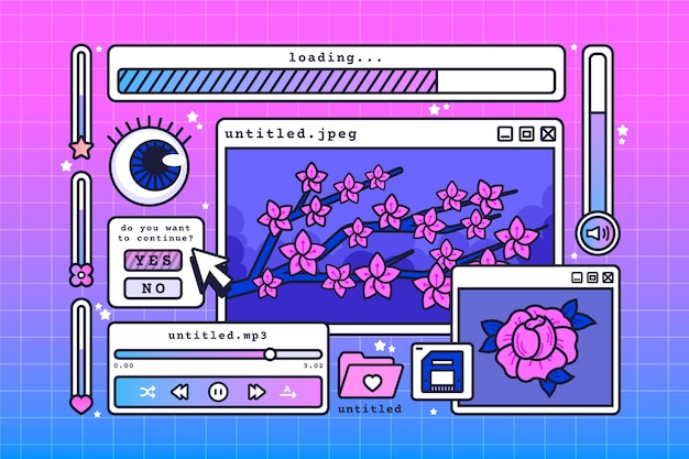 Vettore gratuito sfondo lineare vaporwave vintage