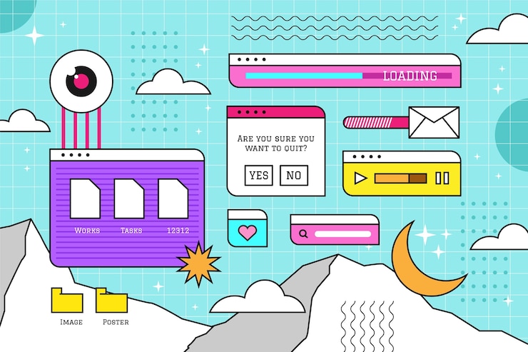Free Vector linear vintage vaporwave background