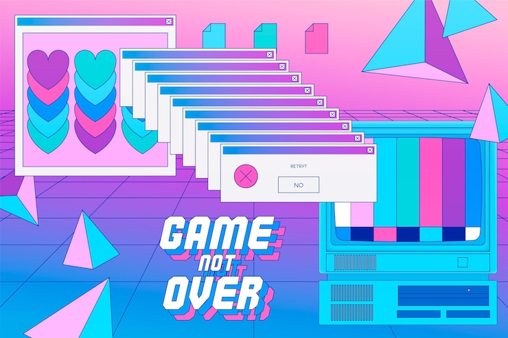 무료 Vector 선형 빈티지 vaporware 배경