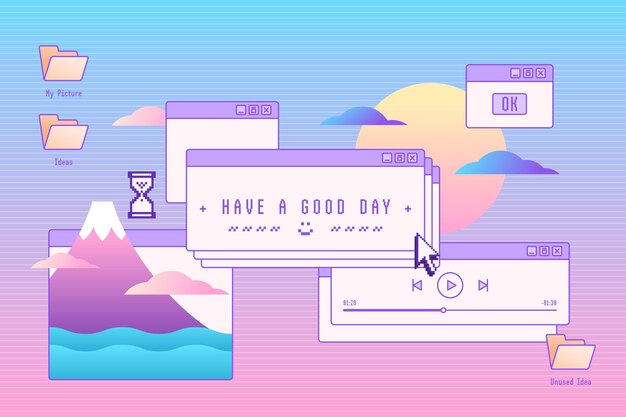 Free Vector linear vintage vaporwave background