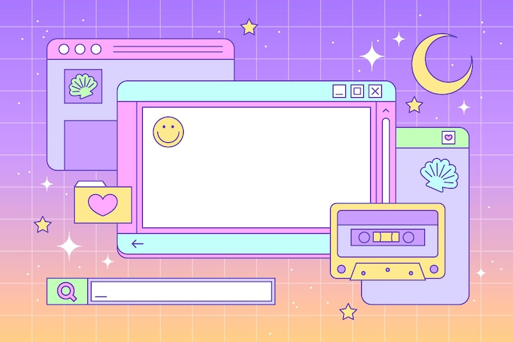 무료 Vector 선형 빈티지 증기파 배경