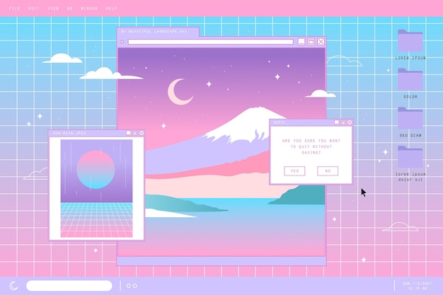 Free vector linear vintage vaporwave background