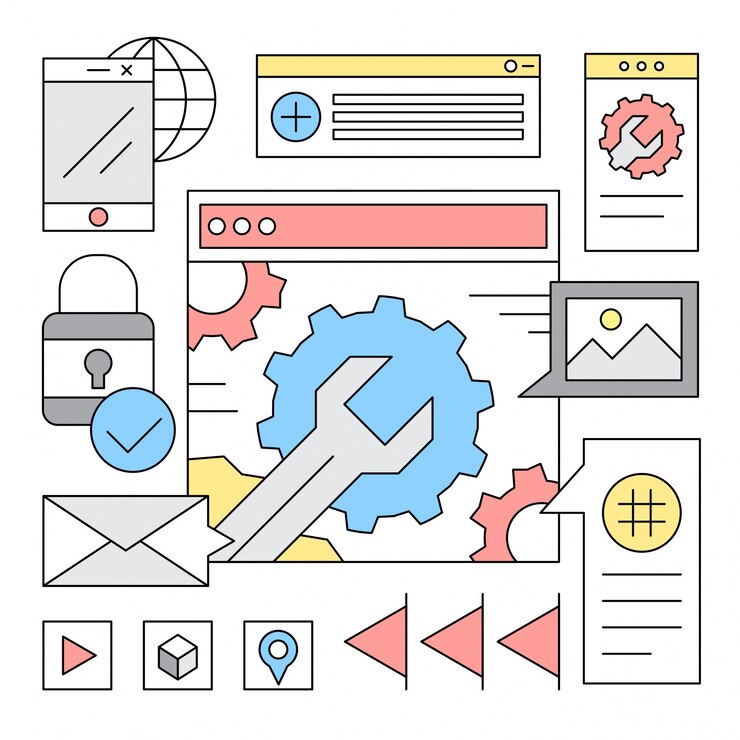 Free Vector linear website development icons